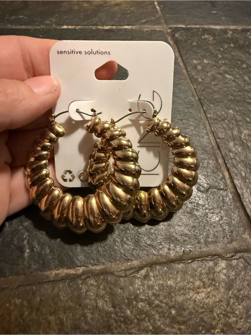 Icing Textured Hoop Earrings in Gold NWT